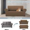 LURKA Stretch Loveseat Sofa Slipcovers 1 Piece Couch Covers for Sofa Furniture Protector Full Sofa Covers with Elastic Bottom for Kids and Dog (Camel, Medium)
