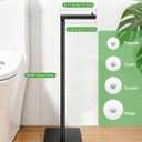 Free Standing Toilet Paper Holder, Bathroom Toilet Paper Stand with Shelf Hold 4 Paper Rolls, Modern Square Base Tissue Roll Storage Holder, Black, Naturous