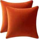 DEZENE Fall Couch Pillow Cases 18x18 Burnt Orange: 1Pack Cozy Soft Velvet Square Throw Pillow Covers for Farmhouse Home Decor