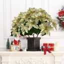 Yellow Christmas Artificial Poinsettia Flowers 8Pack Silk Yellow Poinsettias Artificial Bushes Christmas Flowers 5 Heads Floral Bouquet with Stem for Home Decor