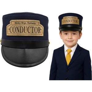 Nicky Bigs Novelties Child Deluxe Navy Blue Conductor Hat for Kids Adjustable Train Engineer Cap for Costumes, Halloween, Pretend Play & Theater Classic Railway Conductor Style for Boys & Girls