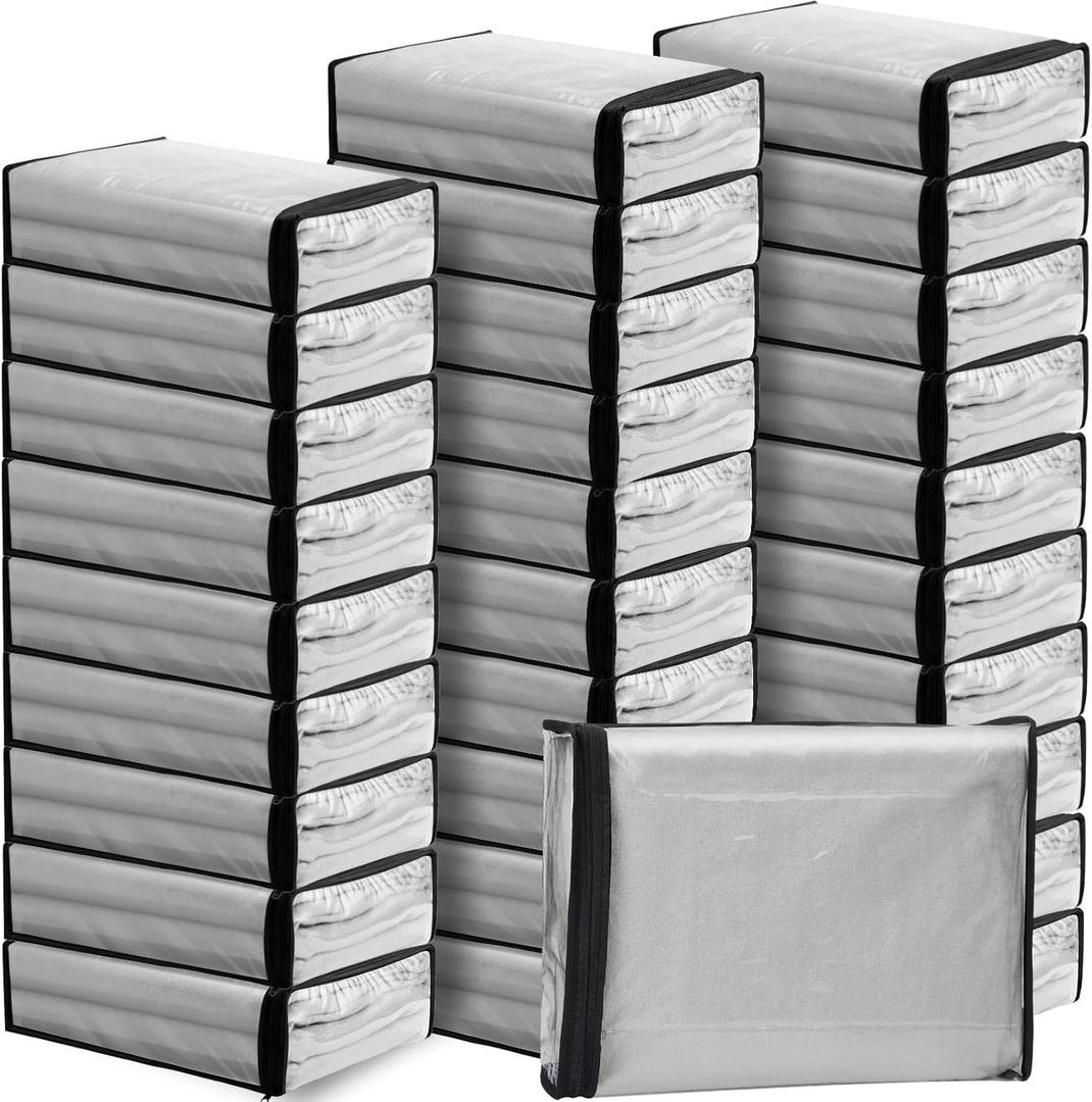 Riakrum 30 Pack Clear Zippered Storage Bags, 15x11x4 inches, Vinyl Plastic Sweater Sheet Organizers Storage Bags, PVC, for Clothes, Sheet, Blankets, Fabrics Organizers (Black)