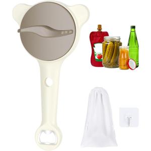 3 x 2026 Upgraded 4-in-1 Jar Opener for Seniors Adjustable Stainless Steel Lid Opener with Extended Ergonomic Handle, Includes Hook & storage bag, Can Opener for Arthritis and Weak Hands