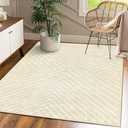 CAROMIO Living Room Rug - 9x12 Washable, Non Slip Geometric Modern Abstract Area Rug, Cream