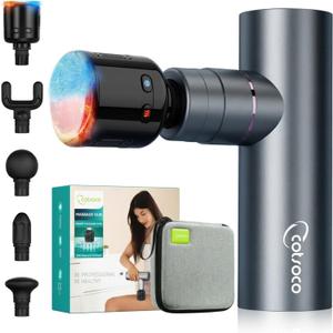 cotsoco Mini Massage Gun with Heat and Cold Therapy, Full-Metal Handheld Electric Massager Deep Tissue for Body Muscle Pain Relief, Silent Portable Percussion Massage Gun, Mothers Day Gifts (Gray)