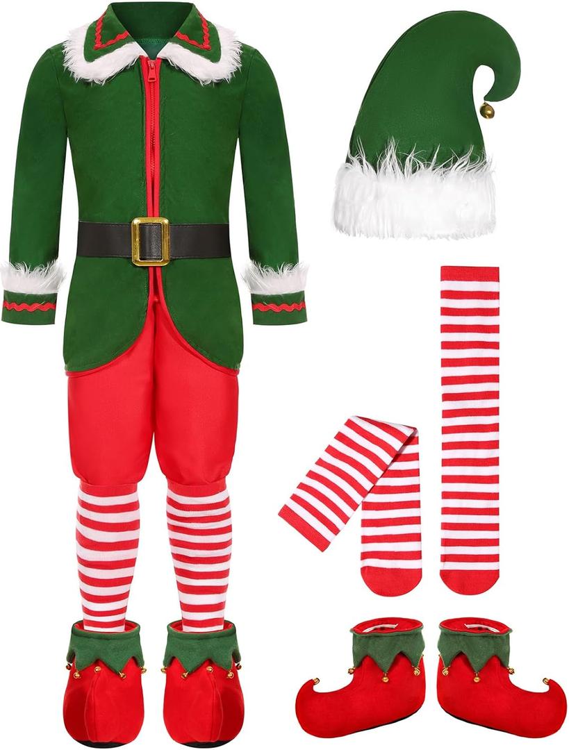 Elf Costume for Boys Kids Christmas Elf Outfit (5-6 Years)