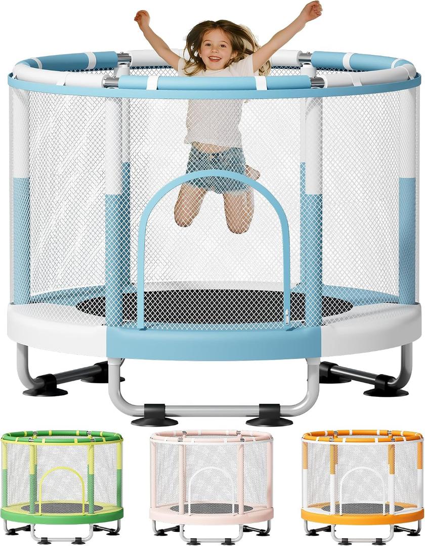 ZCMHAXJ 55" Trampoline for Kids, 440lbs Capacity Indoor & Outdoor Toddler Trampoline, Gifts for Boys & Girls