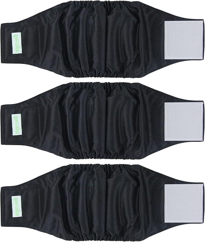 Wegreeco Washable Male Dog Belly Wrap  Pack of 3  (Black, Black, Black, Large)