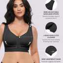 SHAPELLX Post Surgery Bras Front Closure Compression Bra Surgical Wirefree Mastectomy Bra with Adjustable Straps (Black, M)