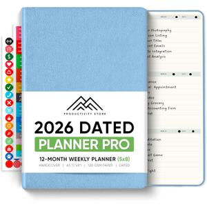 Dated, 2026 Planner, 5.8 x 8.3 - The #1 Productivity Planner to Achieve Your 2026 Goals - Planner 2026-2027 by PRODUCTIVITY STORE (A5, BLUE)