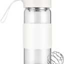 Small Glass Shaker Bottle,16oz BPA Free Odorless Shaker Bottle with 304SS Mixing Ball and Removable Cleaning Brush for Fitness & Protein Shakes(White-1Pack)