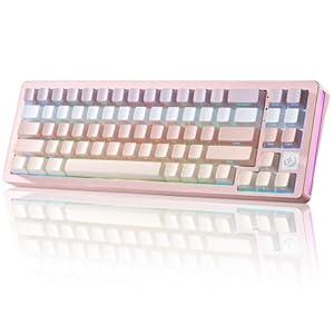 YUNZII AL71 75% Mechanical Keyboard, Full Aluminum CNC, Hot Swappable Gasket, 2.4GHz Wireless BT5.0/ USB-C Wired, NKRO Programmable RGB Backlight Creamy Typing for Win/ Mac(Pink, Crystal White Switch)