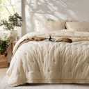 Quilt Set King Size- Lightweight Quilt Bedding Set with 2 Pillow Shams, Luxury Jump Stitch Design Bedspread Coverlet with Ruffled Lace, Pre-Washed Fabric, All Season(Camel)