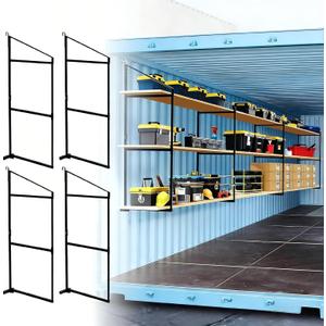 4 Pack Shipping Container Shelving Bracket with 60.5" H X 22.3" W, 3 Tiers Shipping Container Shelves-Bracket Rack with 1100 lbs Capacity - D-Ring Mount forHeavy Duty Cargo Shelves Rack