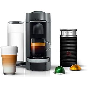 Nespresso Vertuo Plus Deluxe Coffee and Espresso Maker by De'Longhi, Titan with Aeroccino Milk Frother, 110 Volts
