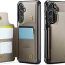 Vinich for Samsung Galaxy S25 Wallet Case with Card Holder, RFID Blocking Credit Slots Kickstand Shockproof Phone Cover Fit for Galaxy S25 6.2" Gray