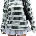 Verdusa Women's Colorblock Button Striped Collared Shirts Preppy Drop Shoulder Going Out Tops (Large, White Multi)