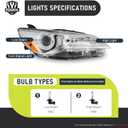 Headlights W/Bulbs for 2015-2017 Toyota Camry Only 4-Door Sedan Halogen Headlamp Replacement Driver & Passenger Side