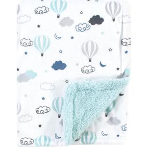Hudson Baby Unisex Baby Plush Mink and Sherpa Blanket, Hot Air Baloon, One Size