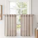 MIULEE Cafe Curtains Back Tab 24 Inch Length Light Filtering Small Drapes, Farmhouse Short Semi Sheer Linen Curtain for Kitchen Bathroom Half Window, Rod Pocket 2 Panels W30XL24