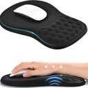 EooCoo Massage Ergonomic Mouse Pad with Wrist Rest, Dual-Slope Design for Carpal Tunnel Relief, Mousepad with Memory Foam Wrist Rest and Non-Slip PU Base, Office Desk Accessories, Midnight Black
