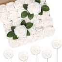 N&T NIETING Artificial Flowers 50pcs Real Touch White Flowers Artificial Roses for Decoration for DIY Wedding Bouquets Bridal Centerpieces Floral Shower Party Tables Home Arrangement