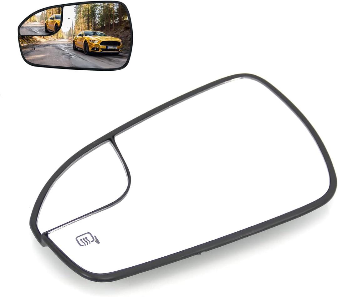 Nakuuly Heated Mirror Glass Driver Left Side Compatible with 2013-2020 Ford Fusion Left Driver Side Power Heated Convex Mirror Glass with Rear Holder Replace # DS7Z17K707F