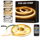COB LED Strip Lights, 16.4Ft Dimmable White(2700K-6500K) LED Lights for Bedroom with RF Remote, 24V Ultra Bright 2800 LEDs High Density Under Cabinet Lighting for DIY TV LED Backlight Mirror Kitchen