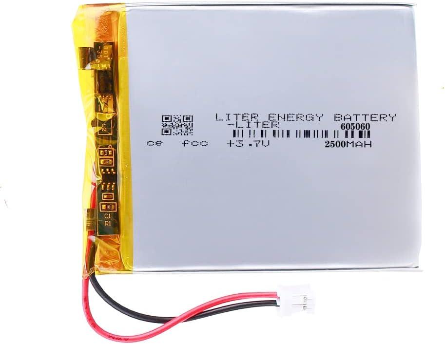 3.7V 605060 2500mAh Lithium Polymer ion Battery Rechargeable Polymer Battery Pack with JST 2.0mm Connector