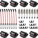 Pindex 8 Pack UF271 Square Type Ignition Coils with Spark Plugs Coil Pack Kits Compatible with Cadillac Chevrolet GMC 4.8 5.3 6.0L Part Number 12558693 12556893 3859078