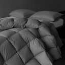 Luxury Down Fiber Comforter King Size - High Fill Power Medium Warmth for All Season Duvet Insert - Light Weight, Charcoal Grey (106" x 90")