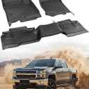 CreekT Floor Mats for Chevy Silverado & for GMC Sierra 2007-2013 (Extended Cab Only,Not Hybrid) 1500, 2500HD, 3500HD, All Weather Waterproof TPE Floor Mats for Chevy Silverado Accessories 2007-2013