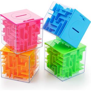 4 Pack Money Maze Puzzle Gift Boxes, Perfect Money Holder Puzzle and Brain Teasers for Kids and Adults