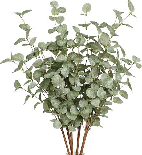 VGIA 12 Pcs 27" Eucalyptus Stems Greenery Stems Eucalyptus Leaf Spray in Green Silk Plastic Plants Floral Artificial Plants for Home Party Wedding Decoration
