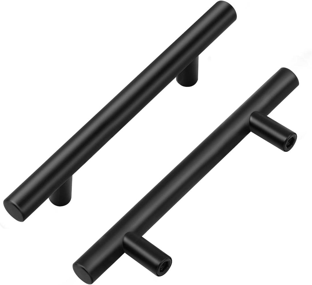 Home Expert 30 Pack 6 inch Cabinet Handles Black Drawer Pulls 3.75 inch Hole Center Stainless Steel Cabinet Pulls