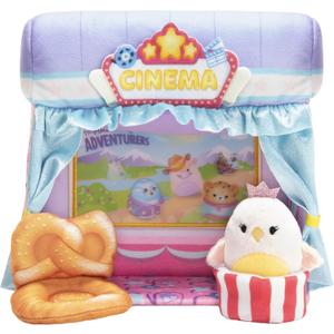 Squishville Mini-Squishmallows Cinema Playset - Includes One 2-Inch Plush, Pretzel Chair, Popcorn Bucket - Irresistibly Soft, Colorful Plush