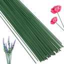 100 Pcs Floral Stems Wire for Paper Flower,14 Inch 2 Gauge Dark Green Floral Stem Wire,Crafting Floral Stem for Flower Arrangements DIY,Bouquet Stem Wrapping and Crafts