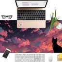 Cat Gaming Mouse Pad 35.4"x15.7" Large Extended Pad Desk Mat Anti-Slip Rubber Base & Durable Stitched Edges for Gamers Smooth Mouse Pad Writing Surface for Desk Office/Home