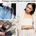 INOGIH Adjustable-Vintage-Western-Cowboy-Belt Women Men - Cowboy-Style Engraved-Buckle Belt for Jeans Pants Dresses (One Size, Black/Coffee)