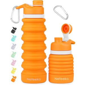 Nefeeko Collapsible Water Bottle, 26oz Silicone Foldable Water Bottles Leakproof BPA Free Travel Water Bottles with Carabiner, Portable Sport Water Bottles for Camping,Hiking Outdoor Indoor Sport