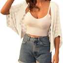 GRACE KARIN Womens Crochet Summer Cardigan Shrug 2025 Lightweight Open Front Hollow-out Batwing Cardigan Sweater Outwear Size M