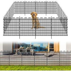 10 Panels Tall Garden Animal Barrier Fence, 33 in(H) X 24.5 ft(L) No Dig Decorative Garden Fence Outdoor for Yard, Heavy Duty Rustproof Metal Edging Border for Dog, Rabbits