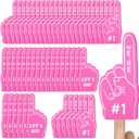 Sinmoe 48 Pieces Sport Party Favors Fan Foam Finger Mini #1 Basketball Baseball Football Soccer Team Cheerleader Gifts for Sporting Events Games Birthday Supplies (Pink)