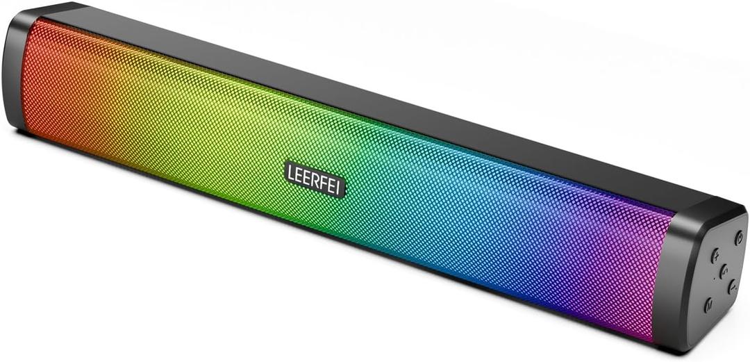 OOYY All-in-One Portable Sound Bar with Dynamic LED Lights - Immersive Bluetooth Speaker for TV, Music, and Gaming at Home