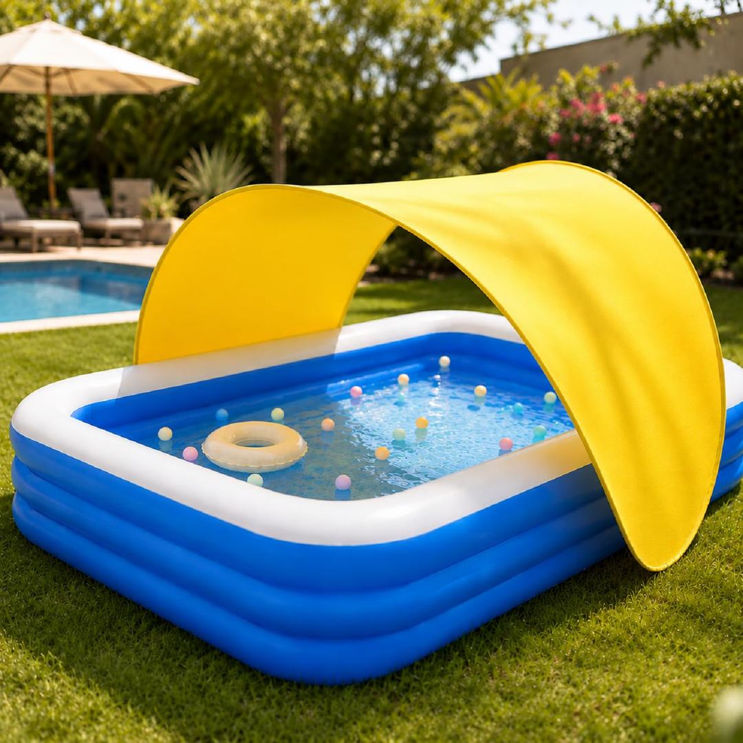 Yoojahow Above Ground Pool Canopy Sunshade for Outdoors Yard,Yellow,Large