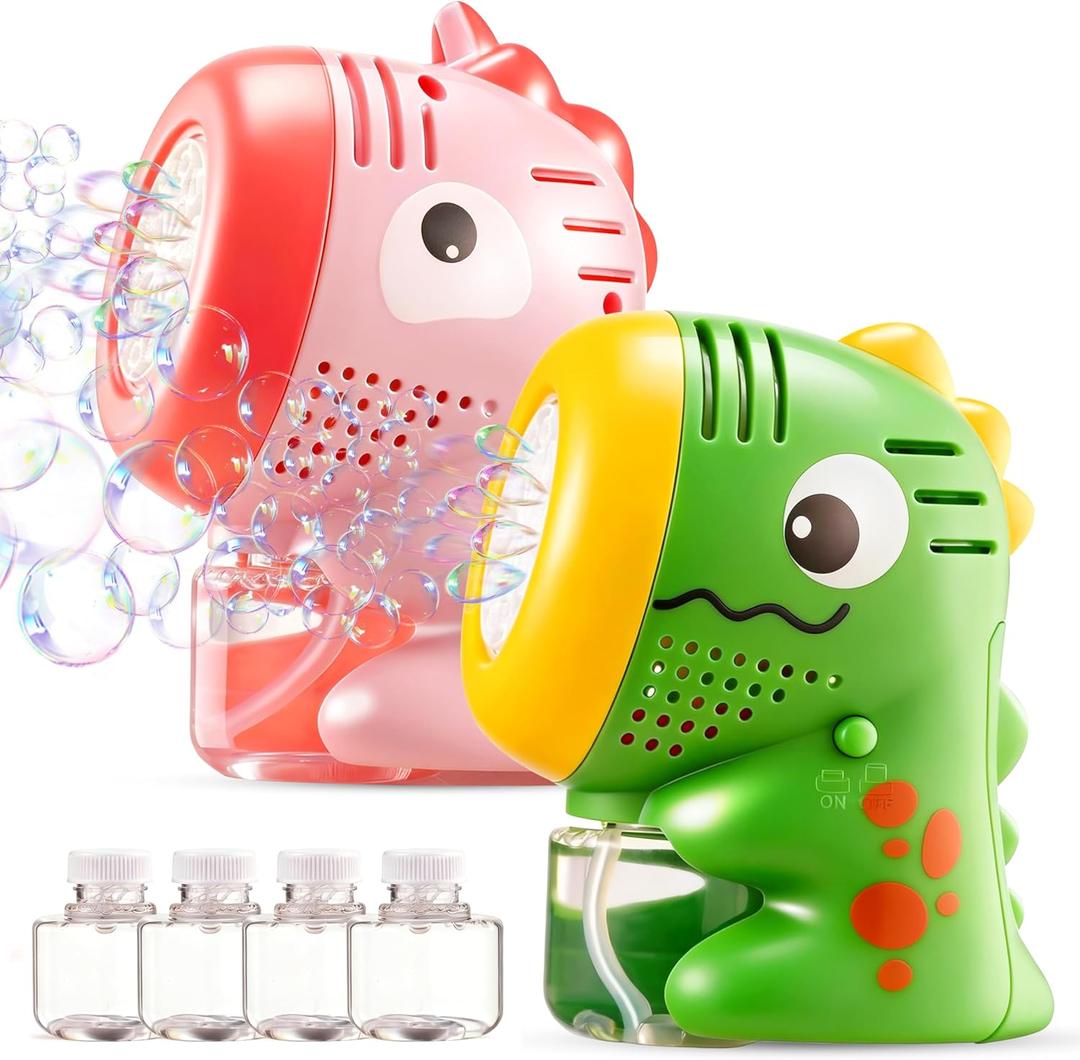 SYNCFUN 2 Pcs Dinosaur Bubble Machines for Toddlers, Unicorn Mini Bubble Machines with Bubble Solution for Kids,Toddlers, Summer Outdoor Party Favors, Kids Easter Birthday Gift