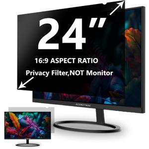 24 Inches Privacy Screen Filter for Computer 16:9 Widescreen Monitor | Privacy Shield | Anti Glare & Blue Light Filter | UV & Eye Protection | Anti Spy | Anti-Scratch Protector Film