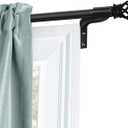 Curtain Rods for Windows 48 to 120 Inches, Adjustable Single Decorative Cafe Rod, Easy to Install Window Curtain Rod with Perfect Leveling and No Measuring, with Cage Finials, Black Decorative Finial