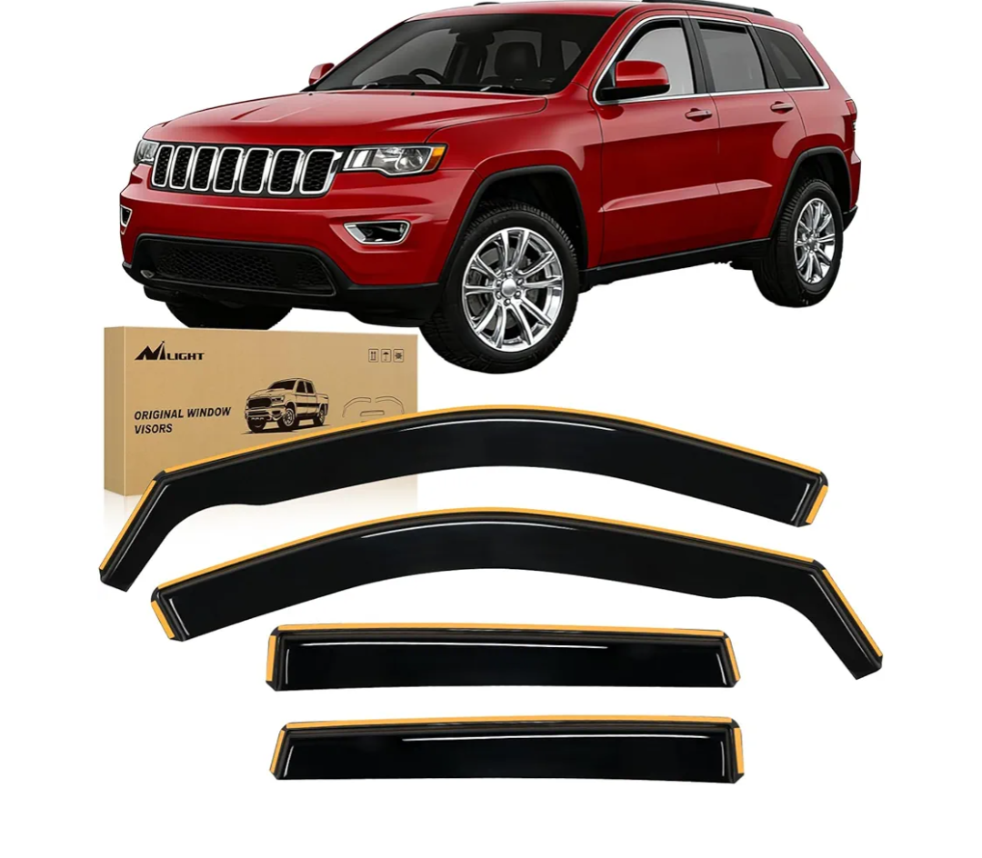 Nilight in Channel Rain Guards for Jeep Grand Cherokee 2011 2012 2013 2014 2015 2016 2017 2018 2019 2020 Vent Window Visors-4pcs