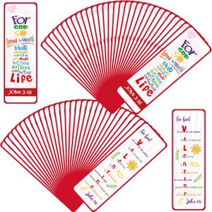 TICIAGA 240PCS Valentine's Day Bible Bookmarks, John 3:16 Religious Christian Church Bookmark Giveaways for Sunday School, Classroom Exchange Gifts for Classmates, Red